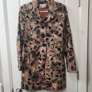 VTG - Elliott Lauren 100% Silk Velvet Tweed Coat - Size 6